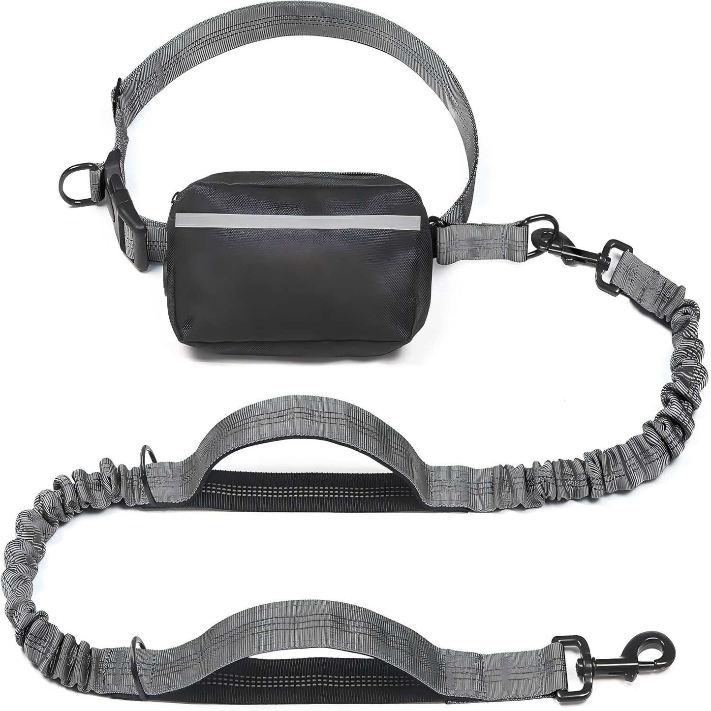 Hands-Free Bungee Dog Leash with Detachable Zipper Pouch