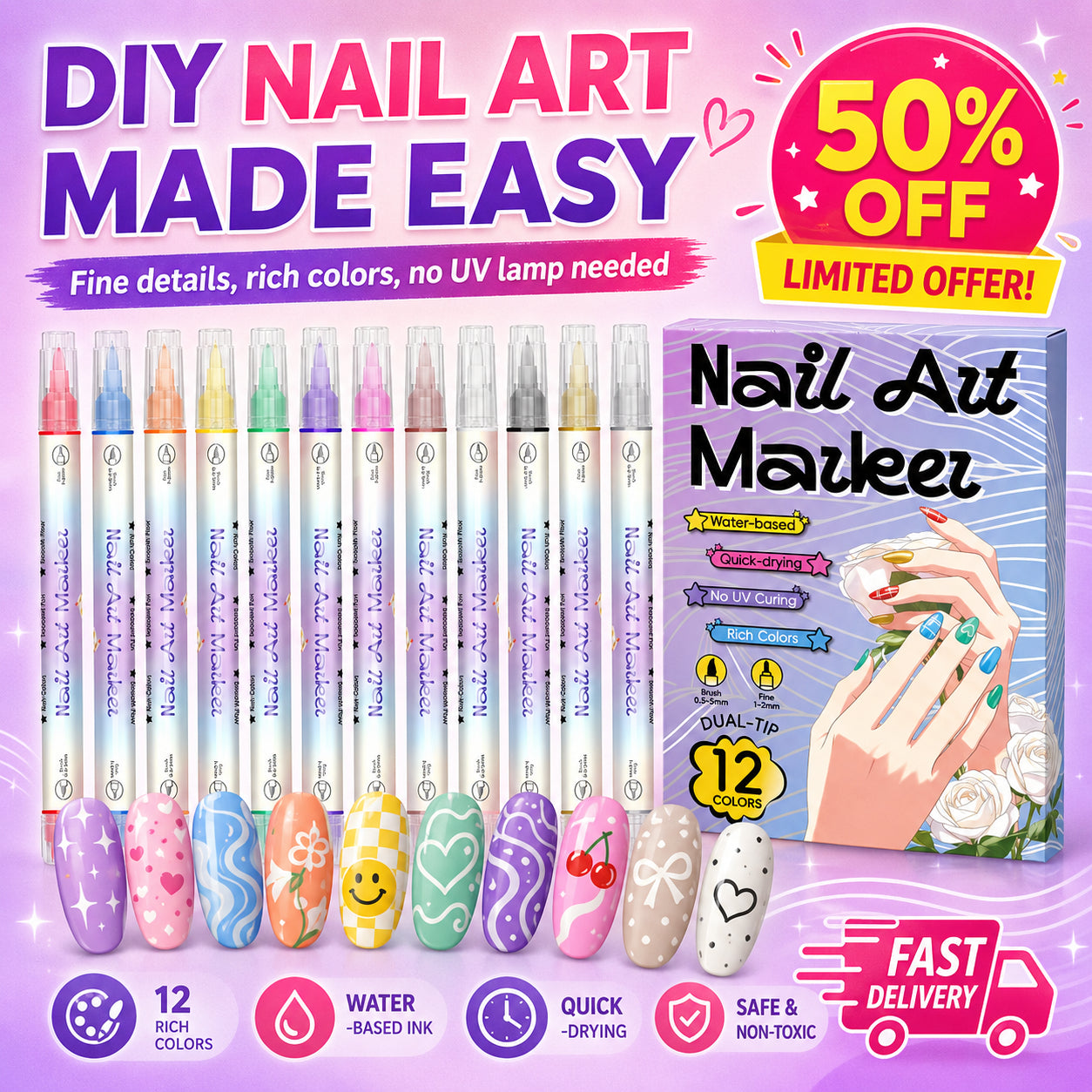 DIY Nail Art Marker Pen Set