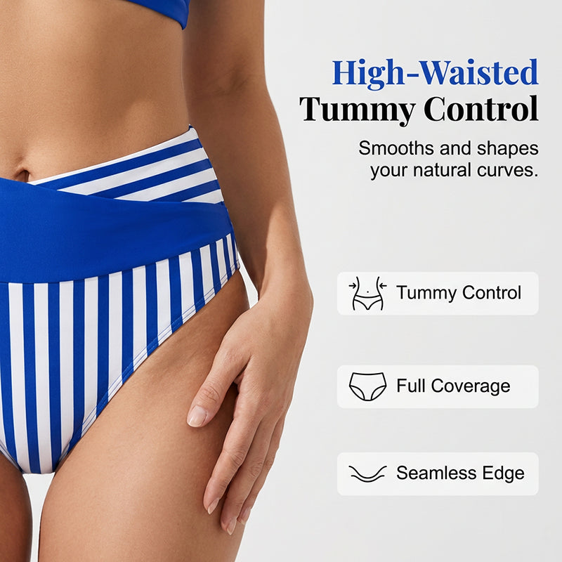 🏖️Summer Hot Sale - ONLY ￡18.99!!⚡50K+ SOLD!🌞🌊Two-Piece Color Block & Stripe Bikini Swimsuit