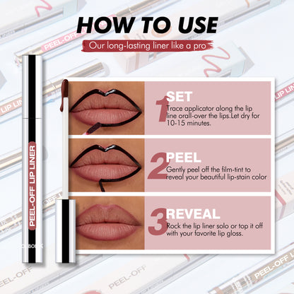LIP LINER STAY-N - Peel-Off Lip Liner Stain - All Day & Night Lipliner with Hyaluronic Acid & Vitamin E - Long Lasting Formula - 0.12 fl oz / 3.5 ml