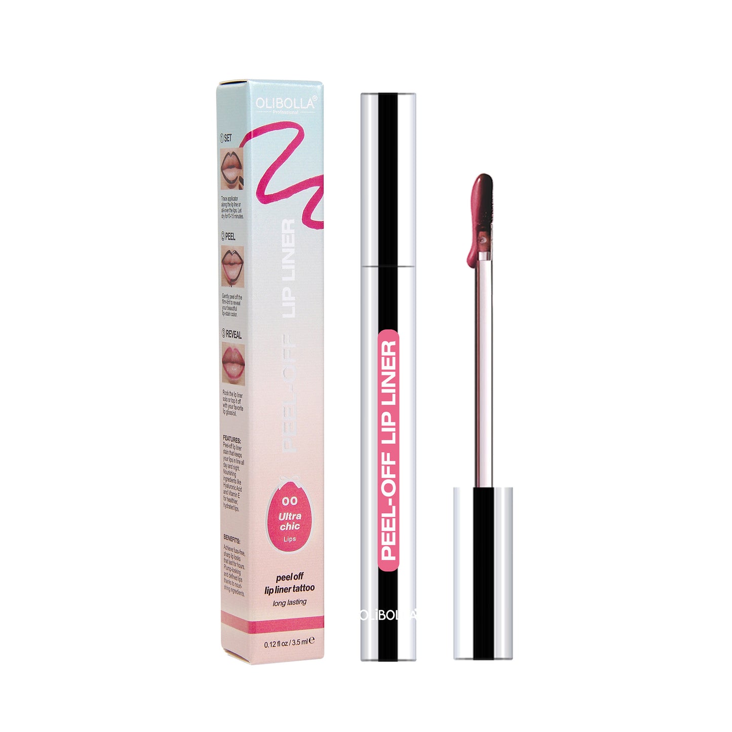 LIP LINER STAY-N - Peel-Off Lip Liner Stain - All Day & Night Lipliner with Hyaluronic Acid & Vitamin E - Long Lasting Formula - 0.12 fl oz / 3.5 ml