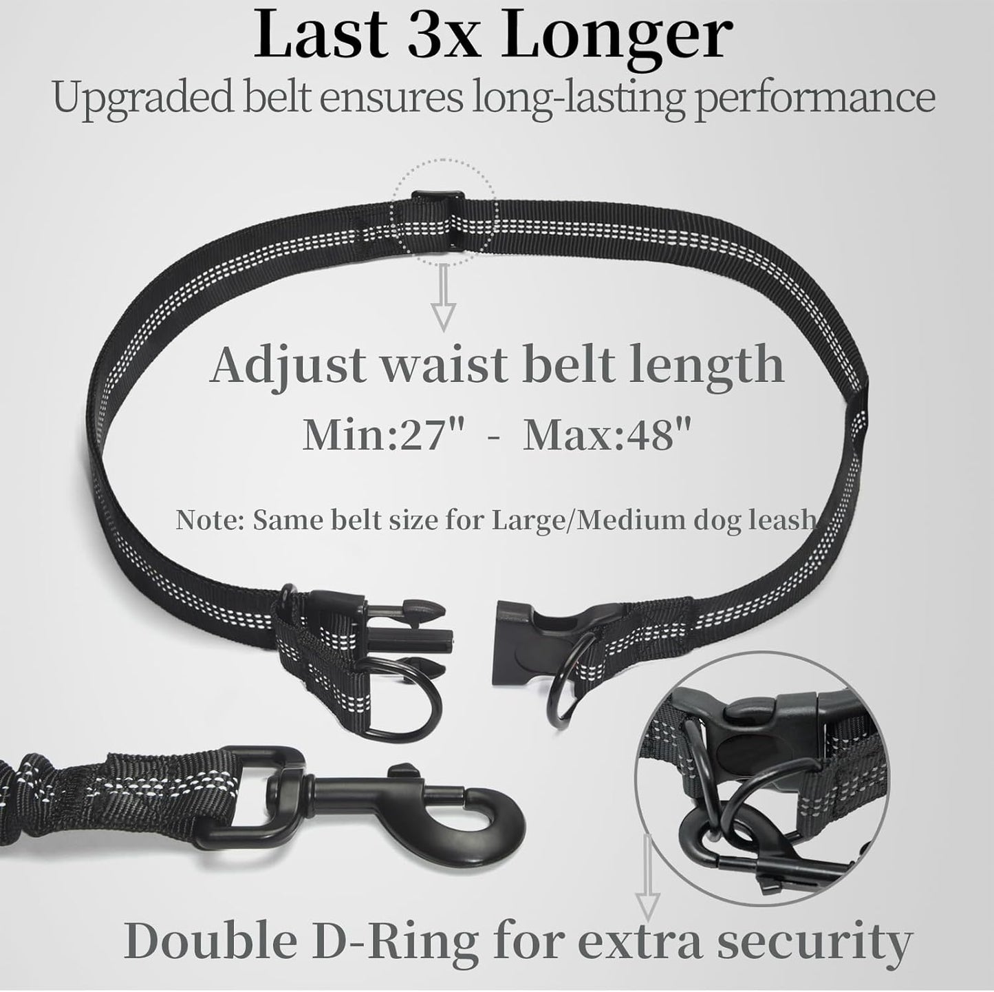 Hands-Free Bungee Dog Leash with Detachable Zipper Pouch