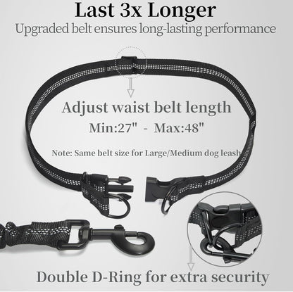 Hands-Free Bungee Dog Leash with Detachable Zipper Pouch