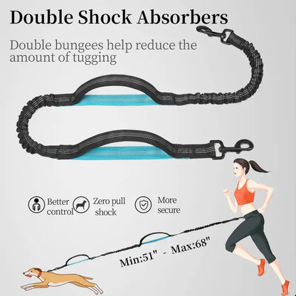 Hands-Free Bungee Dog Leash with Detachable Zipper Pouch