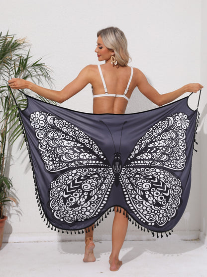 ⏳Limited-Time Offer,BUY 1 GET 1 FREE⏰New Summer Loose Beach Vacation Butterfly Tassel Sexy Wrap Skirt Beach Dress