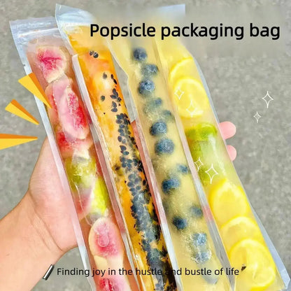 🔥Summer Hot Sale🔥50K+ SOLD! 🏆100PCS Food-Grade Disposable Popsicle/Jelly Bags – Long DIY Ice Pop Bags