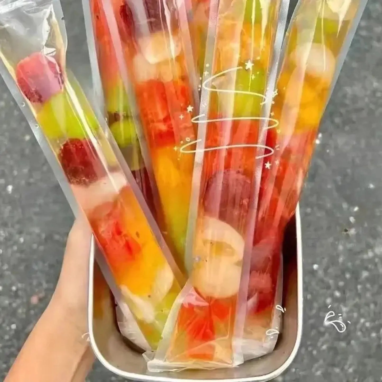 🔥Summer Hot Sale🔥50K+ SOLD! 🏆100PCS Food-Grade Disposable Popsicle/Jelly Bags – Long DIY Ice Pop Bags