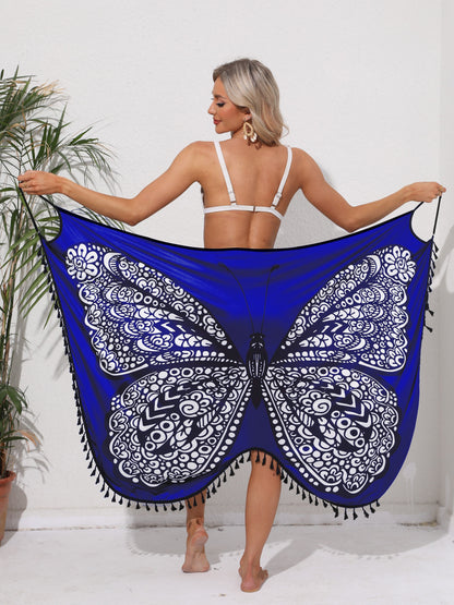 ⏳Limited-Time Offer,BUY 1 GET 1 FREE⏰New Summer Loose Beach Vacation Butterfly Tassel Sexy Wrap Skirt Beach Dress