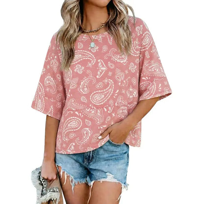 Panel Solid Color Flared Sleeve T-Shirt