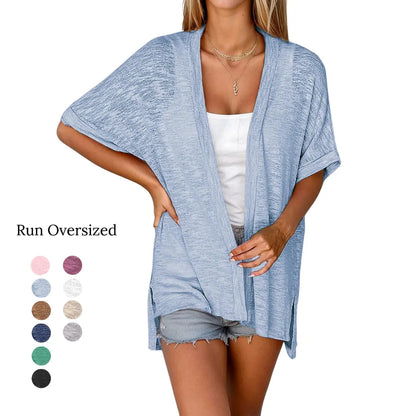 Short-sleeved casual solid coat