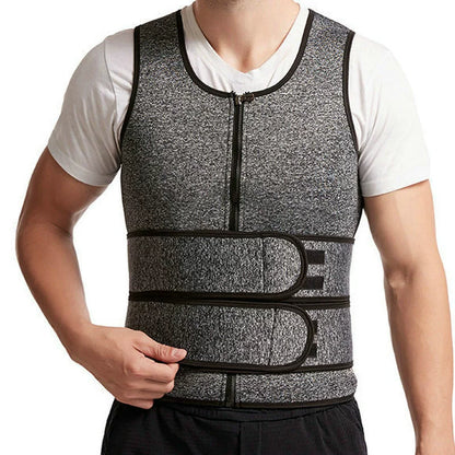 Men's Waist Trainer Sauna Suit Shirt, Gym & Exercise Compression Vest, Sweat-Boosting Workout Top