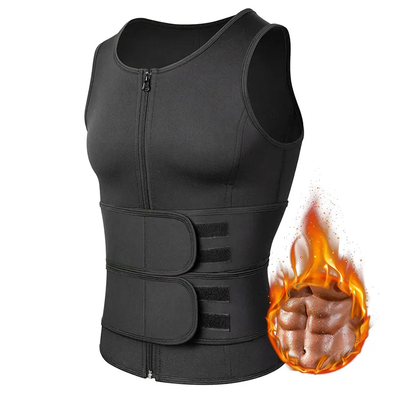 Men's Waist Trainer Sauna Suit Shirt, Gym & Exercise Compression Vest, Sweat-Boosting Workout Top