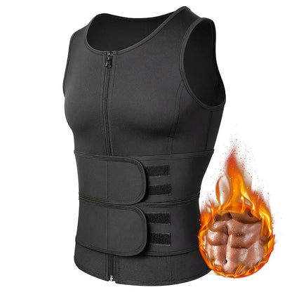 Men's Waist Trainer Sauna Suit Shirt, Gym & Exercise Compression Vest, Sweat-Boosting Workout Top