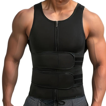 Men's Waist Trainer Sauna Suit Shirt, Gym & Exercise Compression Vest, Sweat-Boosting Workout Top