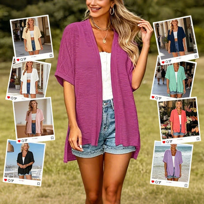 Short-sleeved casual solid coat
