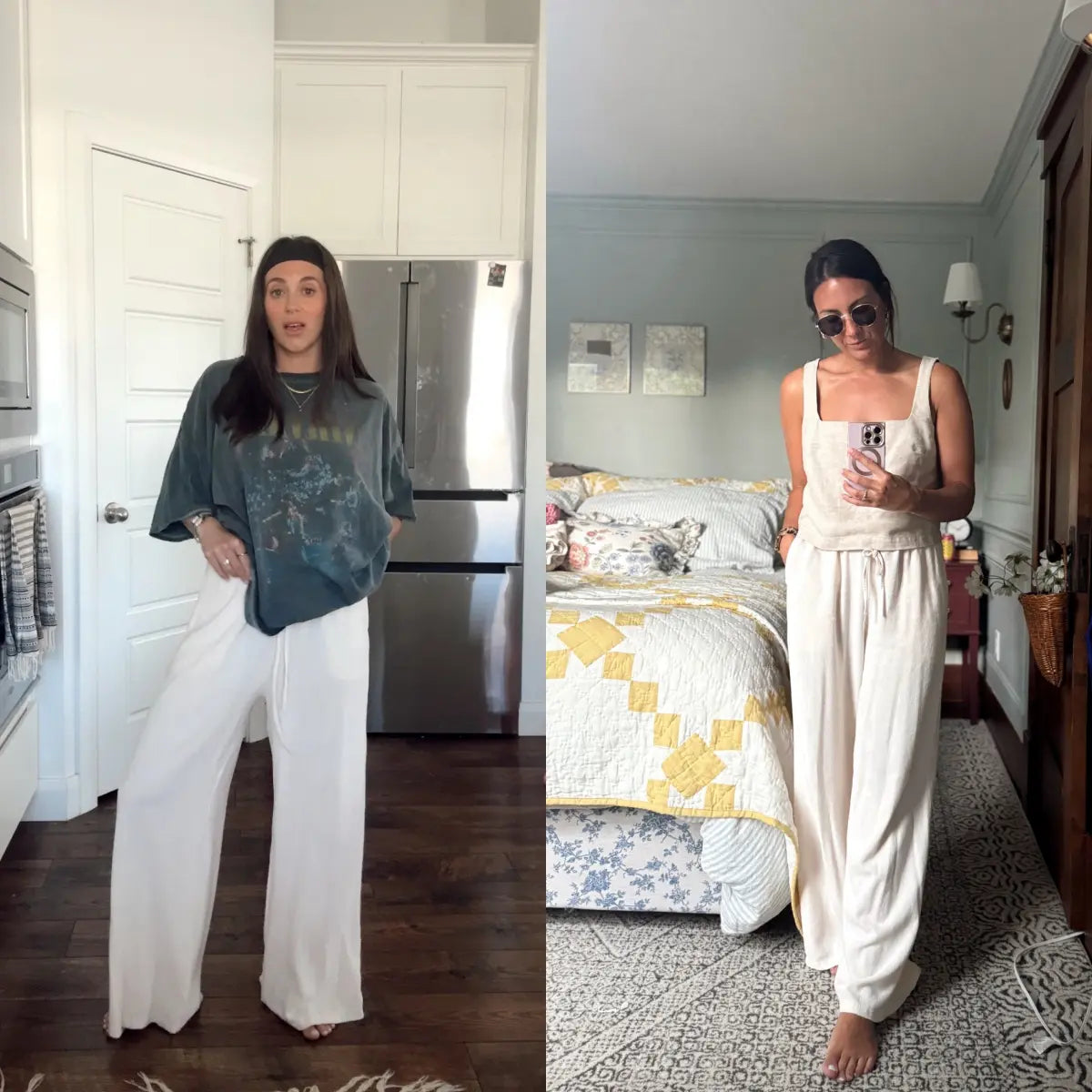 Women's Cotton Linen Summer Palazzo Pants Flowy Wide Leg Beach Trousers with Pockets Casual Womenswear SummerVibes