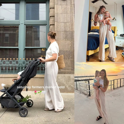 Women's Cotton Linen Summer Palazzo Pants Flowy Wide Leg Beach Trousers with Pockets Casual Womenswear SummerVibes