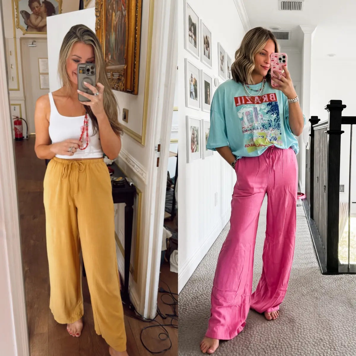 Women's Cotton Linen Summer Palazzo Pants Flowy Wide Leg Beach Trousers with Pockets Casual Womenswear SummerVibes