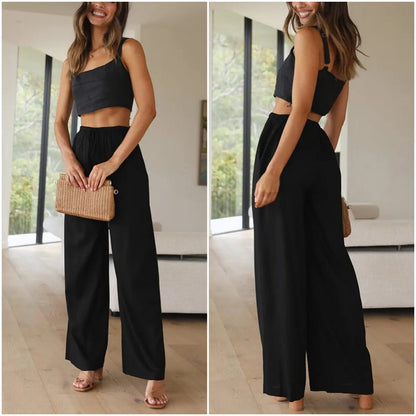 Women's Cotton Linen Summer Palazzo Pants Flowy Wide Leg Beach Trousers with Pockets Casual Womenswear SummerVibes