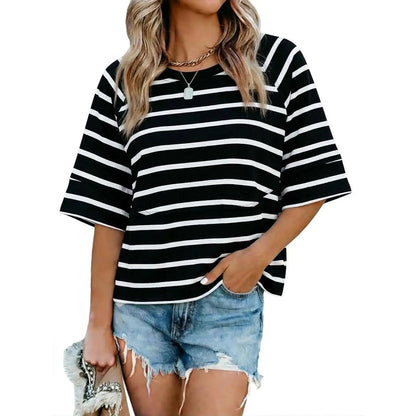 Panel Solid Color Flared Sleeve T-Shirt