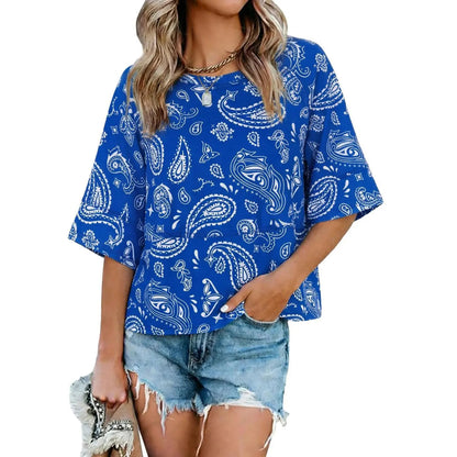 Panel Solid Color Flared Sleeve T-Shirt