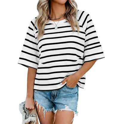Panel Solid Color Flared Sleeve T-Shirt