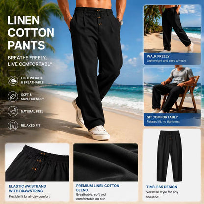 ⏳Limited-Time Offer⏰Men's Loose Fit Casual Relaxed Fit Lightweight Linen Pants